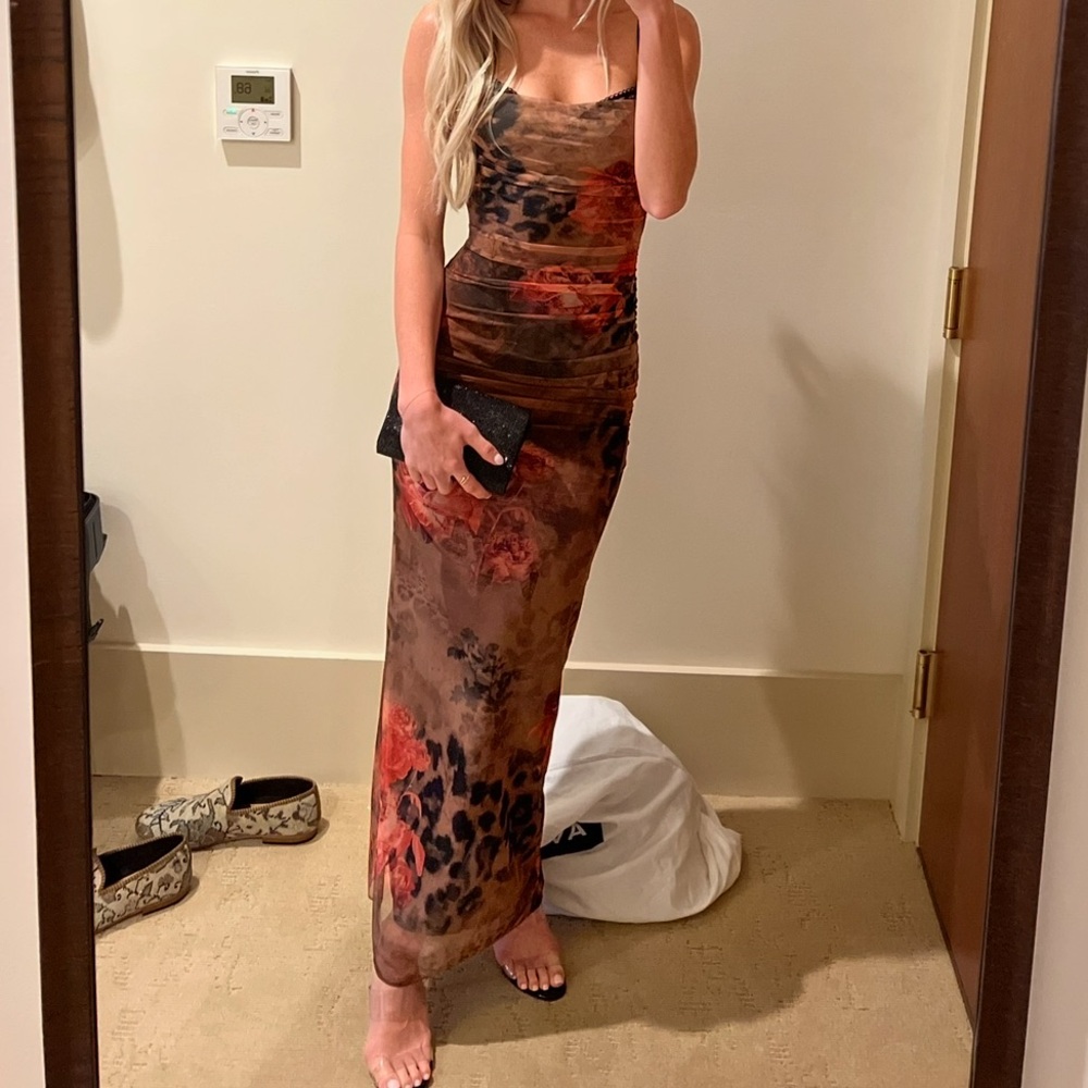 House of CB Red and Black Bodycon Maxi Dress